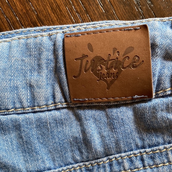 Vintage Justice girls ruffled denim jean mini skirt skort size 12 - Picture 4 of 8